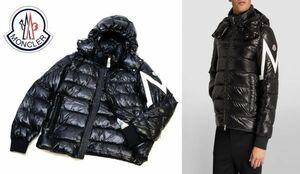 ★ 国内正規品 MONCLER CORYDALE MENS DOWN JACKET モンクレール 袖Mモチーフ フード付き ダウンジャケット ブラック 2 H20911A00101