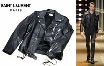 国内正規品 名作14AW SAINT LAURENT PARIS エディ期361694 L17モータサイクル ジャケット サンローランパリ ライダースジャケット 44 JK-21_画像1