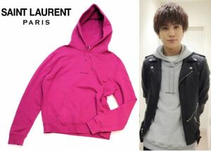 国内正規品 SAINT LAURENT PARIS シグネチャーロゴ スウェットパーカー 666166 サンローランパリ スモールロゴ SWEAT 亀梨 岩田着 M K-8