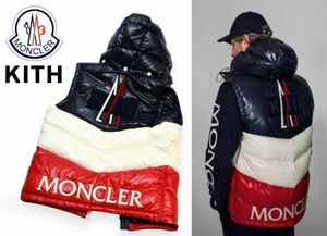 国内正規品 MONCLER ×KITH PELAT DOWN VEST モンクレール×キス コラボ デカロゴ ワッペン ボックスロゴ ダウンベスト トリコロール1 K-29