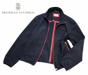 国内正規 BRUNELLO CUCINELLI ナイロン タンドカラーダブルジップブルゾン ブルネロクチネリ スウィングトップジャケット ネイビー 48 JZ-1