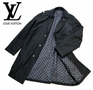 Louis Vuitton MENS 裏ダミエグラフィット シルクナイロン ステンカラーコート ルイヴィトン パッカブル SILK混 NYLON COAT 黒 52 JK-29