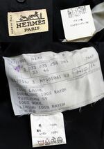 国内正規品 HERMES MENS チェック柄 3Bウール テーラードジャケット エルメス WOOL JACKET ブレザー スーツ ダークグレー 50 伊製 JZ-26_画像9