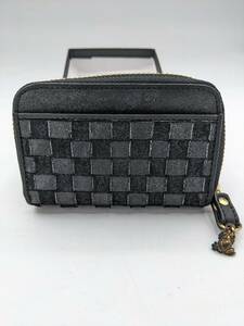 N34673 【美品】小銭入れ コンパクトウォレット イタリアロゴ レザーウォレット 蛙 革 財布 ミニ財布 レザーアクセサリー