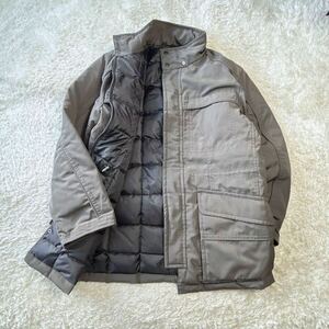 UNIQLO PREMIUM DOWN JACKET/ユニクロ ダウンコート カーキ色 メンズ L フルファスナー 多収納 ダウンジャケット ミリタリー