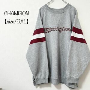 Champion/チャンピオン★スウェット★ラグラン★グレー×ボルドー/バーガンディ/ワインレッド系★3XL