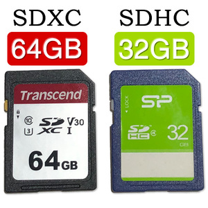 Transcend トランセンド SDXC 64GB + SP シリコンパワー SDHC SDカード・ネコポス便全国一律230円