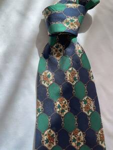  beautiful goods *FENDI* navy * floral print * total pattern * Italy made * total silk * necktie *10 brand necktie 