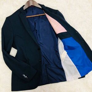 ザラマン　ZARA MAN　スーツ　テーラードジャケット　3XL　ネイビー　紺　ピンク　ストレッチ　センターベンド　総裏　ブレザー　メンズ