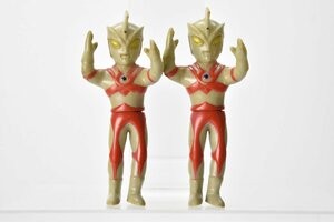 ブルマァク ウルトラマンA ミニ ソフビ 人形 約12cm 2体まとめて[BULLMARK][ウルトラマンエース][灰色成型][昭和レトロ][当時物]H