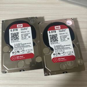 【二枚セット】N15/N16:(動作保証/使用0時間)Western Digital Red 6TB WDC WD60EFRX 3.5インチ SATA HDD