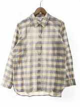 美品 UNIQLO INES DE LA FRESSANGE ユニクロ イネス タグ付き チェック シアー シャツ sizeM/ベージュ系 ■◇ ☆ eac9 レディース_画像1