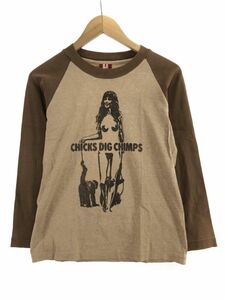 HYSTERIC GLAMOUR ヒステリックグラマー プリント ラグラン カットソー sizeF/茶 ■◇ ☆ eac9 レディース