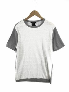 ARMANI EXCHANGE アルマーニエクスチェンジ リネン100% バイカラー サマー ニット セーター sizeM/グレー×ホワイト ■◆ ☆ eac9 メンズ