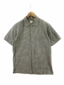 BARNS OUTFITTERS バーンズアウトフィッターズ ストライプ シャツ size1/白×グレー ■◆ ☆ eac9 メンズ