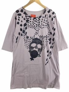 Vivienne Westwood RED LABEL ヴィヴィアンウエストウッドレッドレーベル カットソー プリント ワンピース sizeM/パープル系 ■◇ eba5