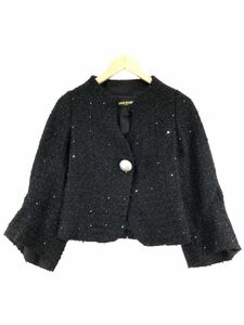 HIROKO KOSHINO ヒロココシノ ウール混 ラメ ジャケット size38/黒 ■◇ ☆ eba5 レディース