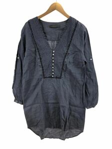 ZARA basic ザラ ベーシック Vネック ワンピース sizeUSA M/青系 ■◇ ☆ eba5 レディース