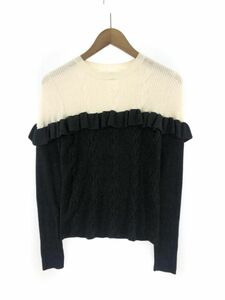 JILLSTUART Jill Stuart wool . frill knitted sweater sizeFR/ ivory × gray *# * eba5 lady's 