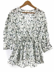 MOUSSY マウジー カシュクール 小花柄 ブラウス シャツ size2/白系 ■◇ ☆ ebb3 レディース