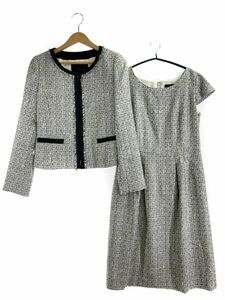 UNTITLED アンタイトル ツイード ワンピース ノーカラージャケット セットアップ size2/グレー系 ■◇ ☆ ebb9 レディース