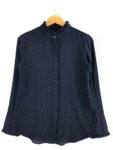 ゆうパケットOK BANANA REPUBLIC バナナリパブリック 総柄 スタンドカラー シャツ sizeXS/ネイビー ■■ ☆ ebb9 レディース