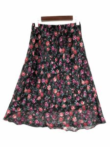 LAURA ASHLEY ローラ アシュレイ ウール100% 花柄 スカート size9号/チャコールグレー ◇■ ☆ ebb9 レディース