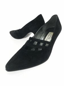 NINA RICCI ニナリッチ スウェード調 カットワーク ミドルヒール パンプス size35.5/黒 ■■ ☆ ebb9 レディース