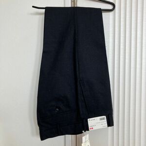 UNIQLO ユニクロ　エクストラファインメリノウール　ストレッチウールノータックパンツ　スラックス　W73 28インチ　ダークグレー　未使用