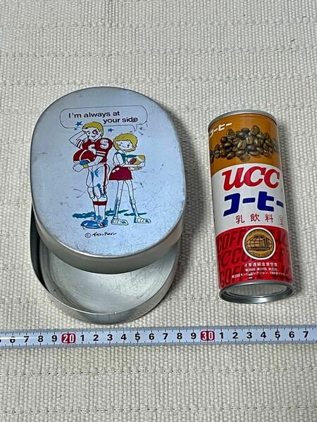 昭和レトロ イガラシデザイン アルミお弁当箱　 & UCC空き缶 2点まとめて