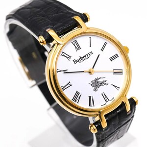 《美品》BURBERRY 腕時計 ホワイト ボーイズ レザー ヴィンテージ z