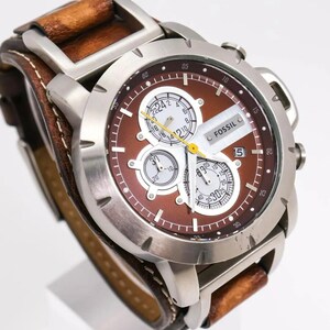 《一点物》FOSSIL 腕時計 トレンド クロノグラフ ブラウン JR1157