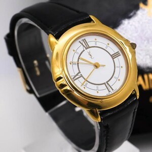 《美品》イヴサンローラン 腕時計 ホワイト ヴィンテージ レザー d
