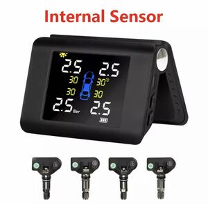 * new goods * the lowest price * Develuck tire empty atmospheric pressure alarm monitoring system TPMS 4 built-in external sensor black automatic wireless solar power charge 