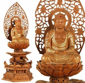 ■仏教美術 白檀彫刻 阿弥陀如来坐像 高さ約37㎝■