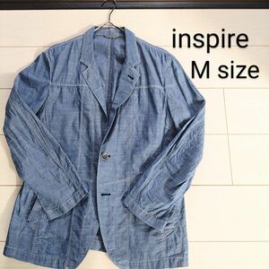 【inspire】Ｍサイズ　メンズ　デニム風綿／コットン　ジャケット　ブルゾン