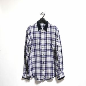 希少【papas パパス】ダブルガーゼ/チェックシャツ/シャツ 長袖シャツ 
