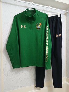 青森山田/サッカー ジャージ上下セット UNDER ARMOUR/アンダーアーマー グリーン×ゴールド Lサイズ(LG) 松木玖生/宇野禅斗/フットサル