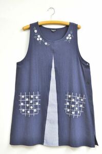 [ free shipping ] new goods vi blasa vi e small flower embroidery tunic apron navy break up . put on 