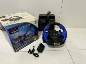 【ソニー PS2 ロジクール GT FORCE 本体 アダプタ】LPRC-10000 ステアリング コントローラー ハンドル 【通電確認済み】②