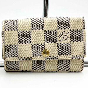 LOUIS VUITTON ルイ・ヴィトン ミュルティクレ6 ダミエ アズール キーケース キーホルダー ホワイト PVC レディース メンズ N61745 USED