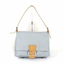 『USED』 FENDI フェンディ ズッカ ショルダーバッグ ライトブルー キャンバス/レザー_画像1