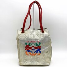 LOEWE ロエベ トートバッグ ショルダーバッグ 肩掛け バッグ アナグラム ゴールド レッド マルチカラー レディース ファッション USED_画像1