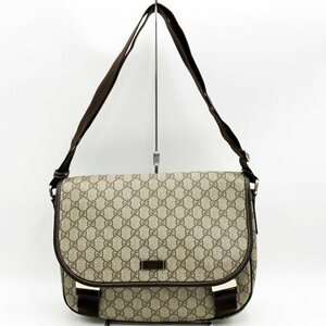 GUCCI グッチ GG柄 ショルダーバッグ メッセンジャーバッグ 斜めがけ ベージュ ブラウン GGスプリーム メンズ レディース 201732 USED