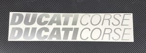 送料無料 DUCATI CORSE Sticker ドゥカティ ステッカー シール デカール バイク 365mm x 38mm シルバー 2枚セット