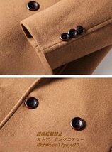 最高級 メンズコート カシミヤコート 紳士 ビジネスコート 厚手 ロングコート ダブルボタン チェスターコート ウールアウター キャメル 4XL_画像5
