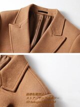 最高級 メンズコート カシミヤコート 紳士 ビジネスコート 厚手 ロングコート ダブルボタン チェスターコート ウールアウター キャメル 4XL_画像4