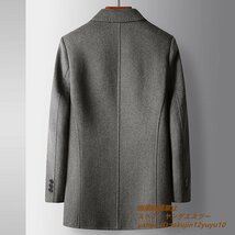 17万 超希少*ダウンジャケット 最上級 ウールコート メンズ ビジネスコート 新品 ロングコート 紳士スーツ 厚手 セレブ*WOOL グレー M_画像3
