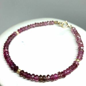 ［K18ピンクトルマリンブレスレット］f 重量約4.4g 約18.0cm pink tourmaline accessory necklace ジュエリー jewelry 飾り珠 18金 DC5