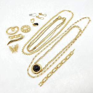 ■MONET(モネ)アクセサリー14点おまとめ■f重量約147g ゴールドカラー monet earring broach pendant OLD vintage jewelry accessory CE0 